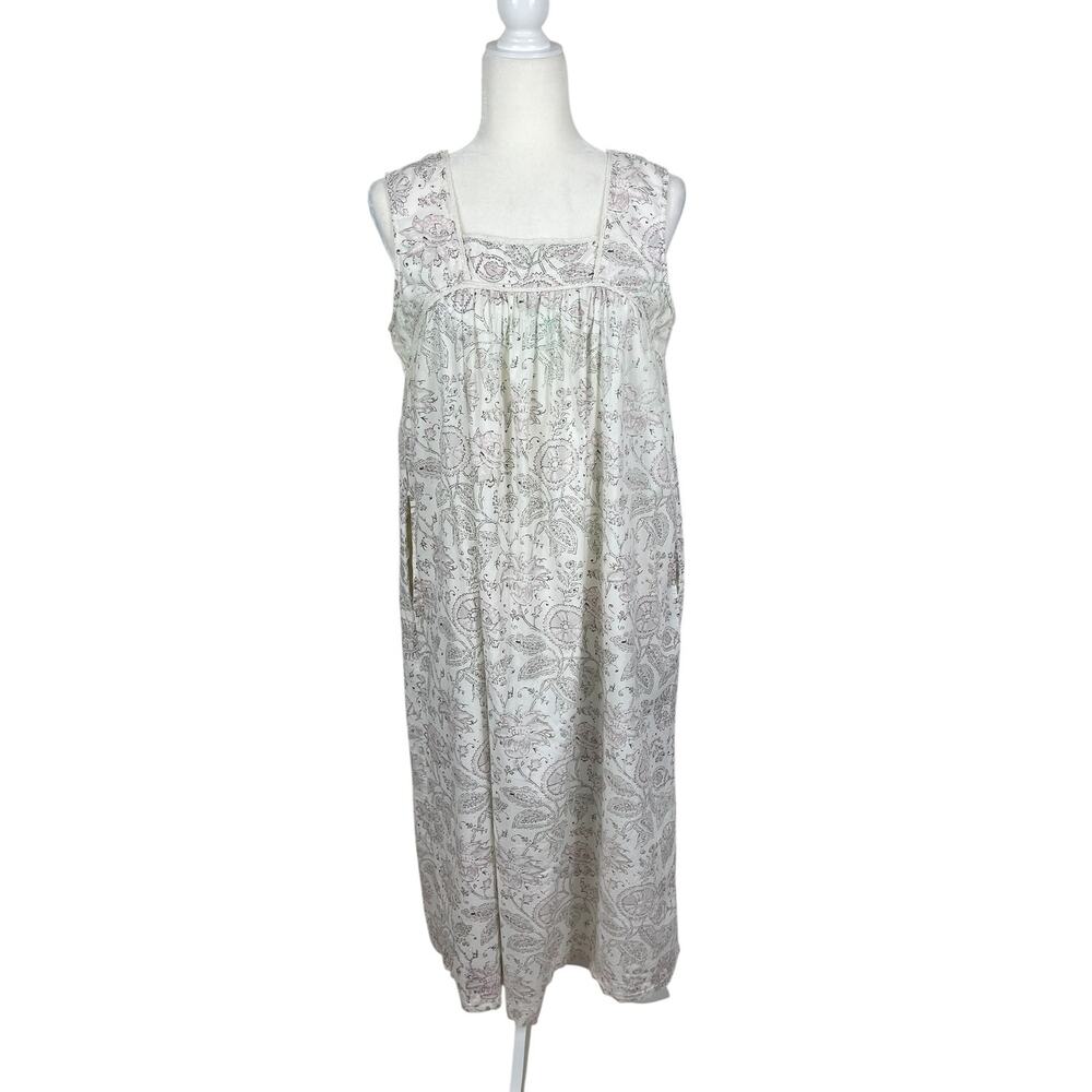 April Cornell Cotton Floral Nightgown Cottage Boho Prairie Women's Size Small